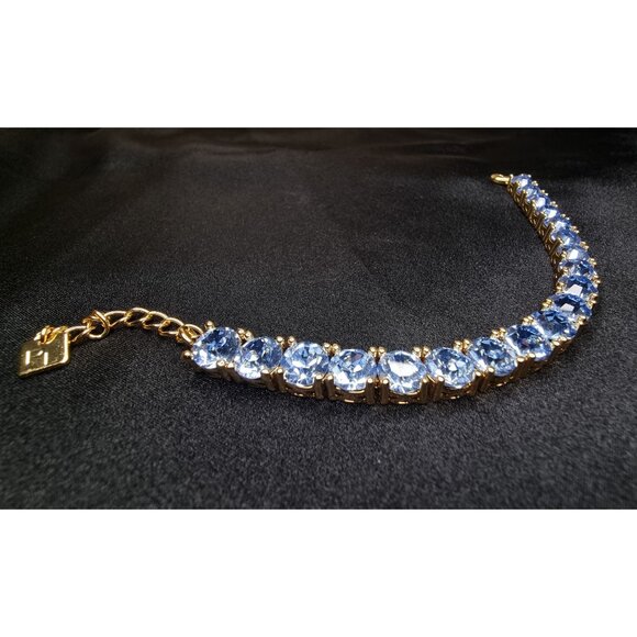 Park Lane Gold-Tone Bracelet W/ Blue Crystal Stones Adjustable Clasp New In Box - Picture 3 of 7